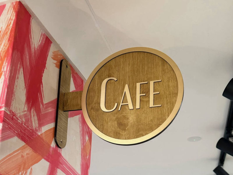 wooden construction projecting sign 
